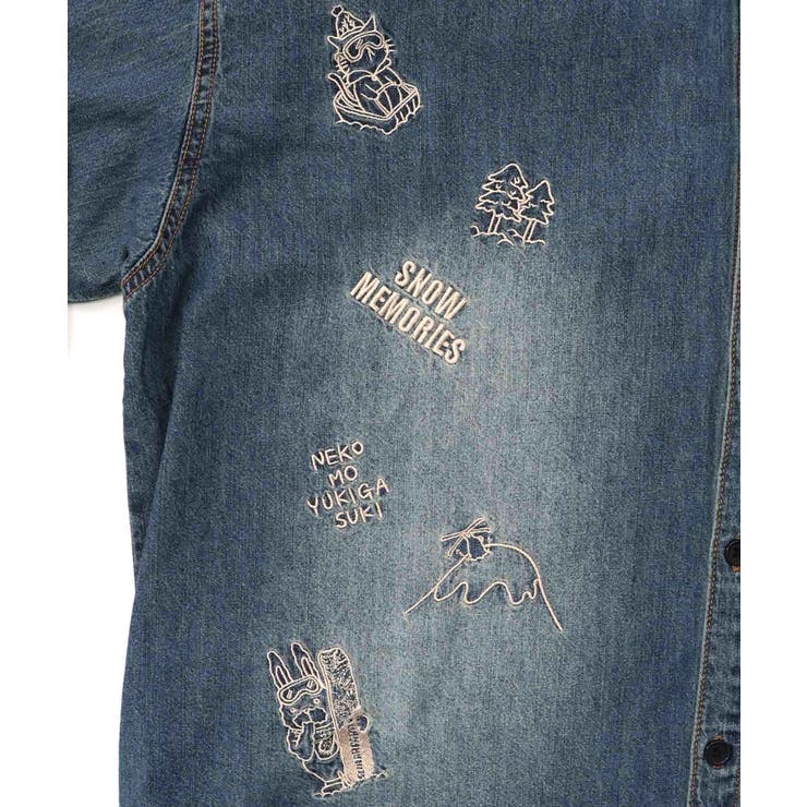 ラビルとネコのスノーメモリー刺繍デニムシャツ | ScoLar | 詳細画像21 