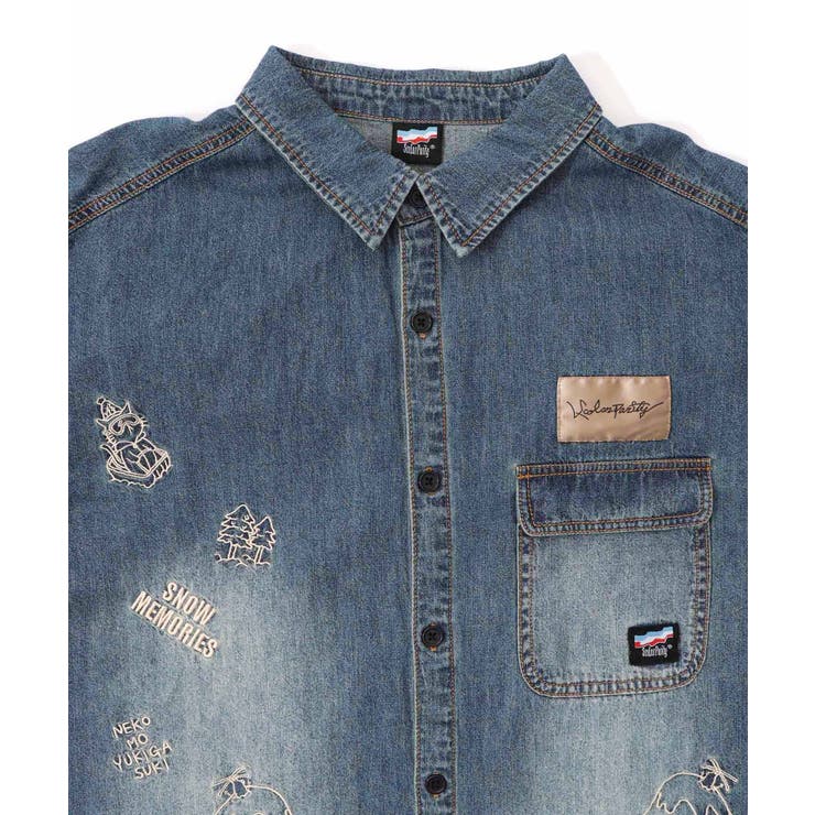ラビルとネコのスノーメモリー刺繍デニムシャツ | ScoLar | 詳細画像22 