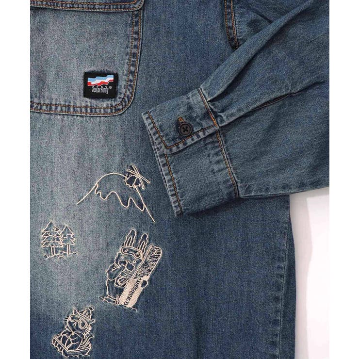 ラビルとネコのスノーメモリー刺繍デニムシャツ | ScoLar | 詳細画像24 