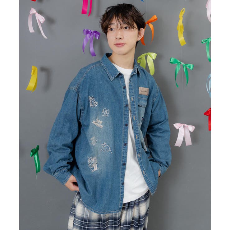 ラビルとネコのスノーメモリー刺繍デニムシャツ | ScoLar | 詳細画像3 