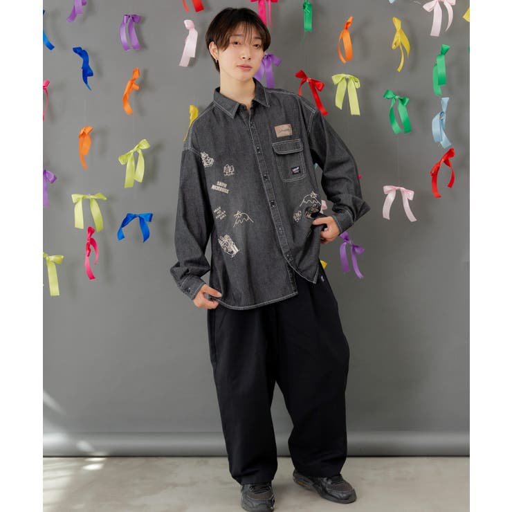 ラビルとネコのスノーメモリー刺繍デニムシャツ | ScoLar | 詳細画像12 