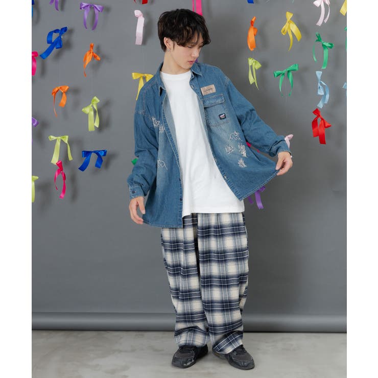 ラビルとネコのスノーメモリー刺繍デニムシャツ | ScoLar | 詳細画像4 