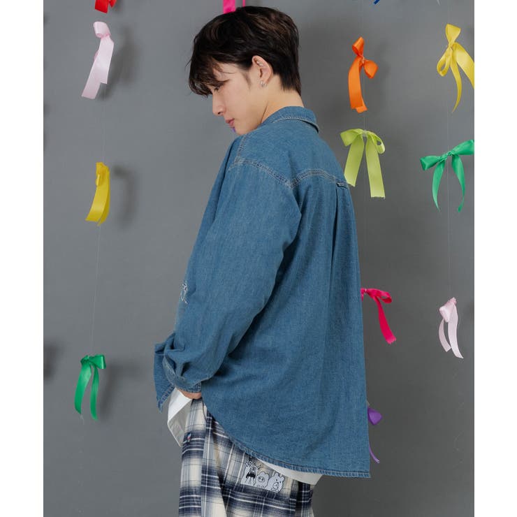 ラビルとネコのスノーメモリー刺繍デニムシャツ | ScoLar | 詳細画像6 