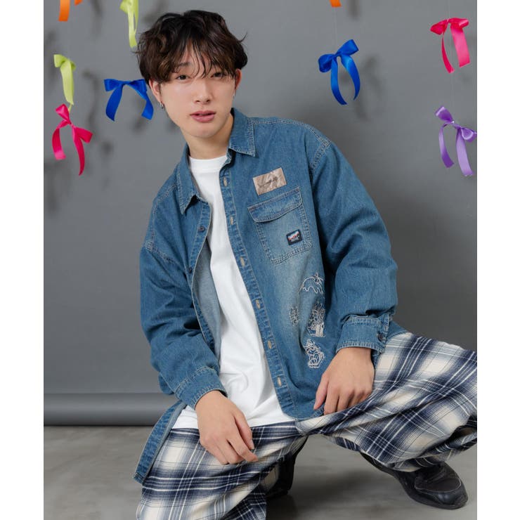 ラビルとネコのスノーメモリー刺繍デニムシャツ | ScoLar | 詳細画像7 