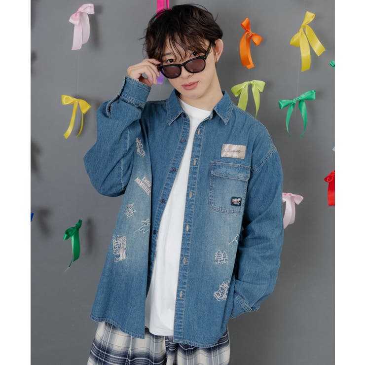 ラビルとネコのスノーメモリー刺繍デニムシャツ | ScoLar | 詳細画像8 