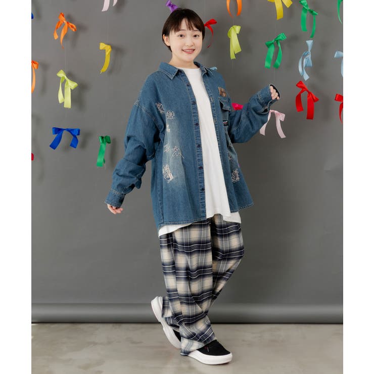 ラビルとネコのスノーメモリー刺繍デニムシャツ | ScoLar | 詳細画像9 