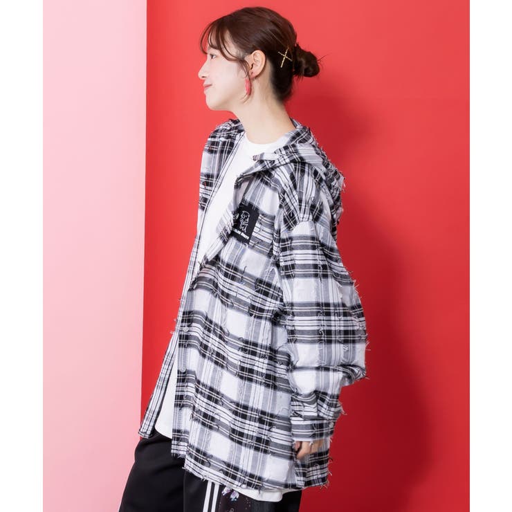 正月太りネコ柄デニムorチェックシャツパーカー | ScoLar | 詳細画像10 