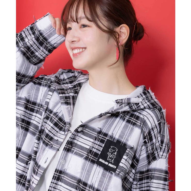 正月太りネコ柄デニムorチェックシャツパーカー | ScoLar | 詳細画像12 