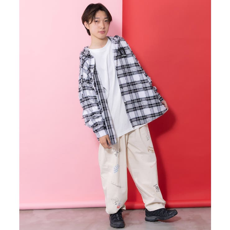 正月太りネコ柄デニムorチェックシャツパーカー | ScoLar | 詳細画像1 