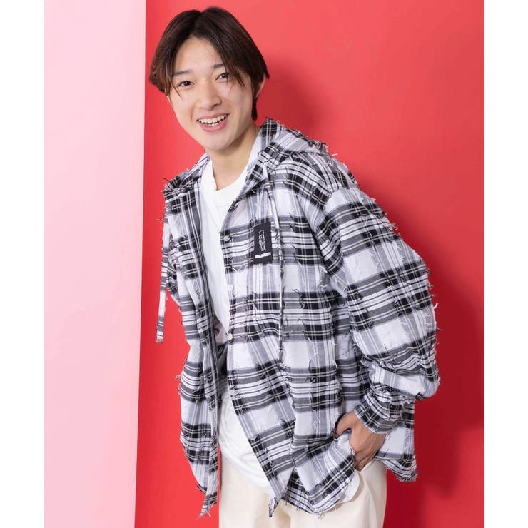 正月太りネコ柄デニムorチェックシャツパーカー | ScoLar | 詳細画像2 