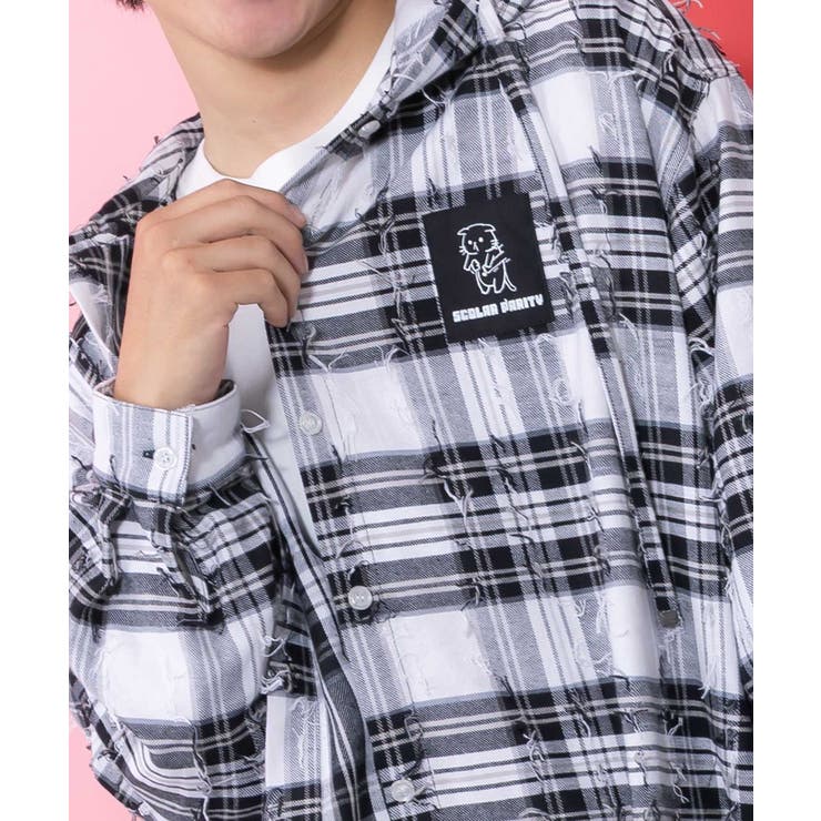 正月太りネコ柄デニムorチェックシャツパーカー | ScoLar | 詳細画像6 