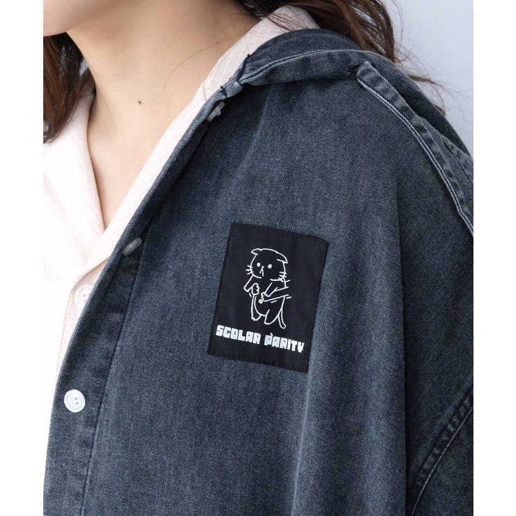 正月太りネコ柄デニムorチェックシャツパーカー | ScoLar | 詳細画像18 