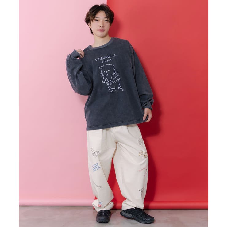 正月太りネコ柄刺繍ヴィンテージ風プルオーバー | ScoLar | 詳細画像1 