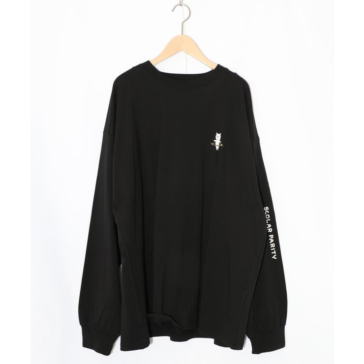 ブラック | ネコの洗脳柄ロングスリーブTシャツ | ScoLar