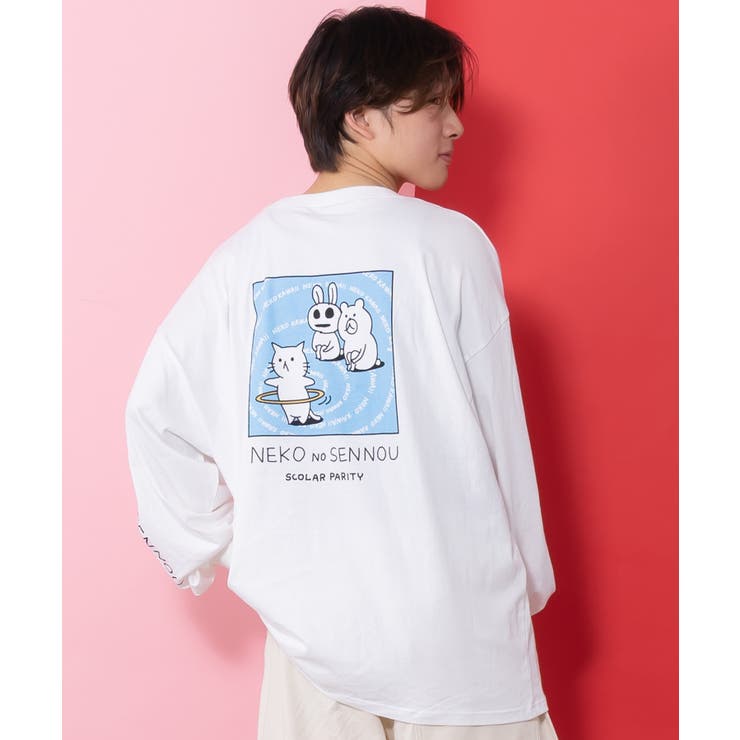 ネコの洗脳柄ロングスリーブTシャツ | ScoLar | 詳細画像4 