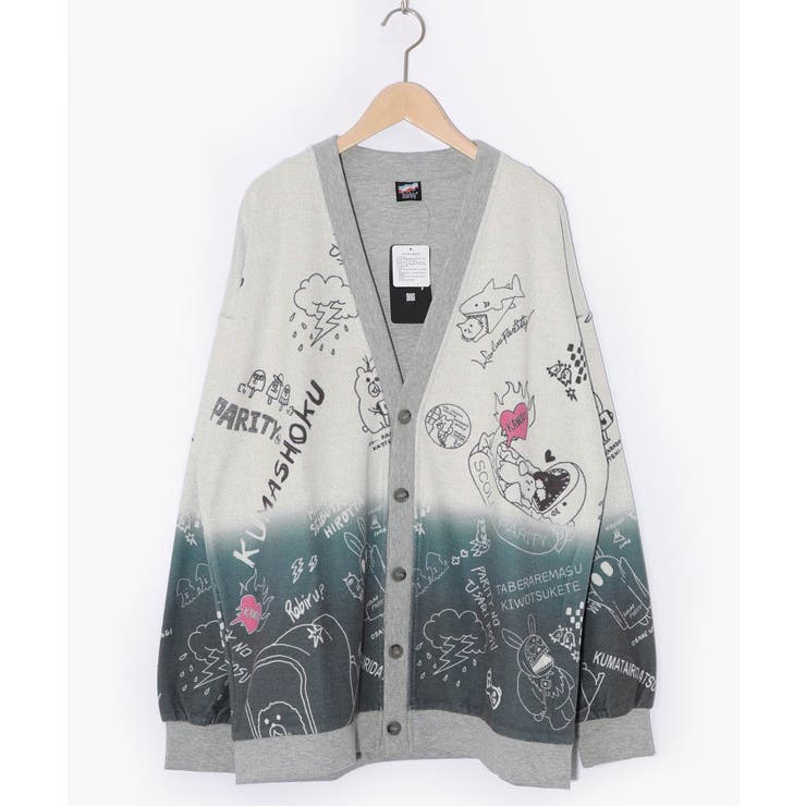 杢グレー | 落書き柄段染め風裏毛使いカーディガン | ScoLar