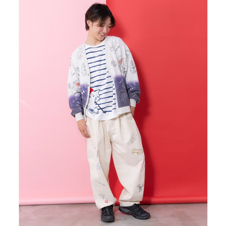 落書き柄段染め風裏毛使いカーディガン | ScoLar | 詳細画像9 