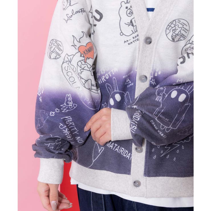 落書き柄段染め風裏毛使いカーディガン | ScoLar | 詳細画像6 