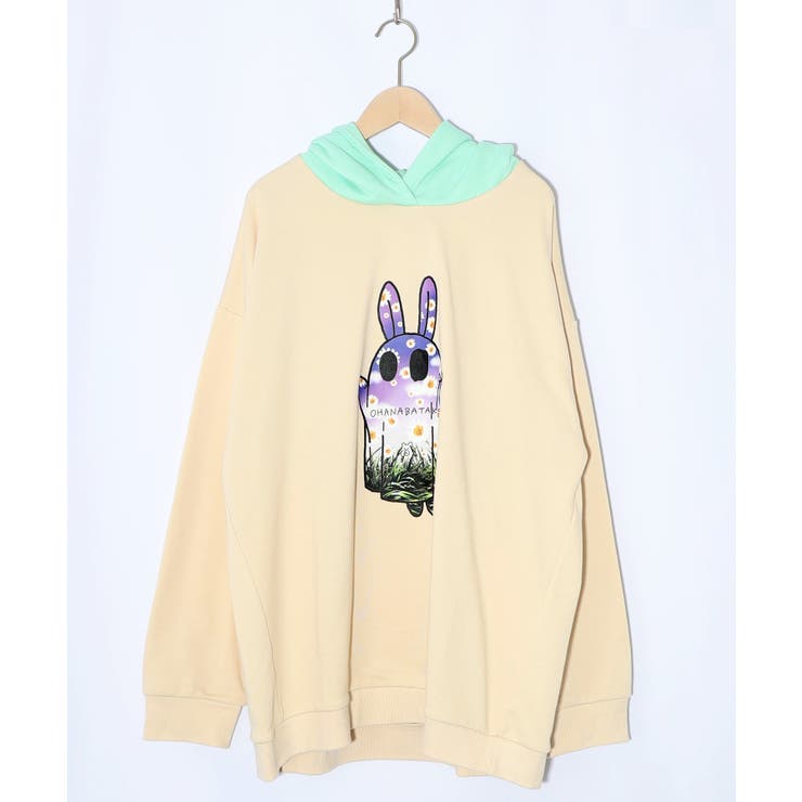 お花おばけウサギの配色裏毛パーカー | ScoLar | 詳細画像7 