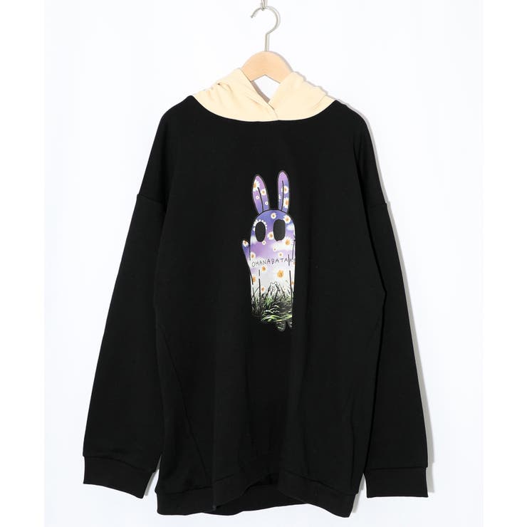 お花おばけウサギの配色裏毛パーカー | ScoLar | 詳細画像10 