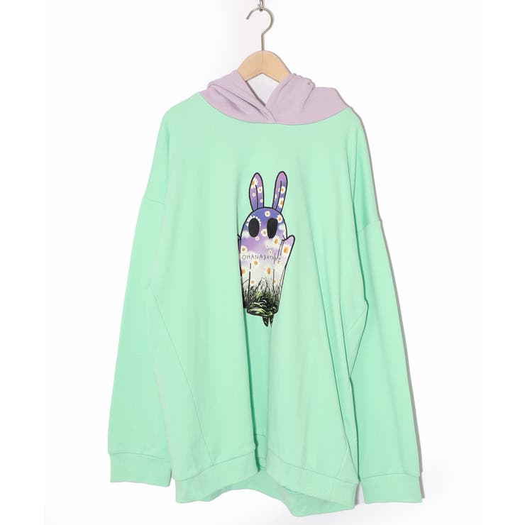 お花おばけウサギの配色裏毛パーカー | ScoLar | 詳細画像13 