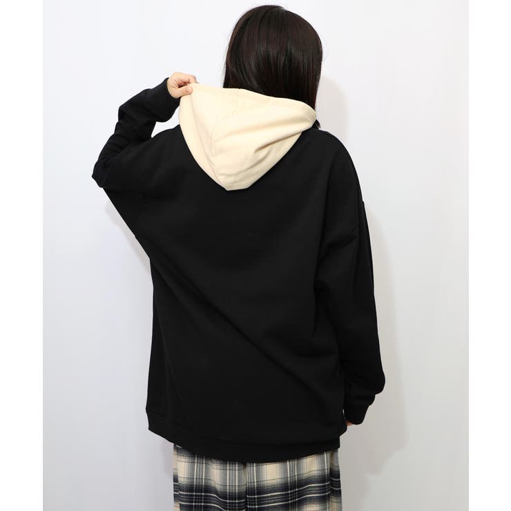 お花おばけウサギの配色裏毛パーカー | ScoLar | 詳細画像4 