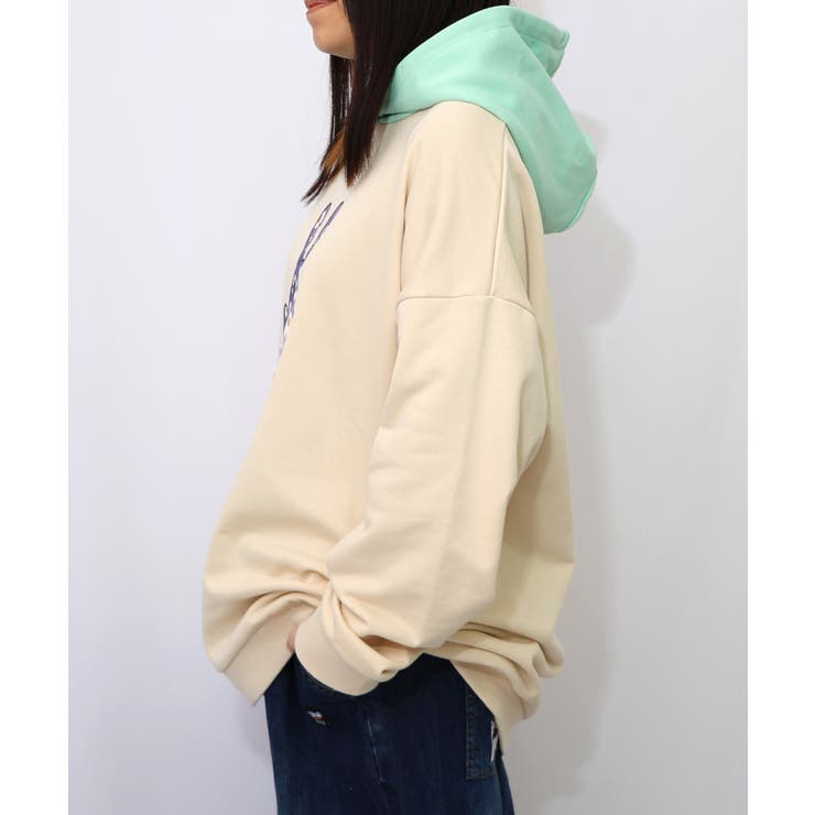 お花おばけウサギの配色裏毛パーカー | ScoLar | 詳細画像5 