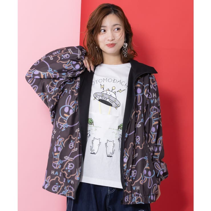 ブラック | 組体操クマうさぎリバーシブルワッシャーブルゾン | ScoLar