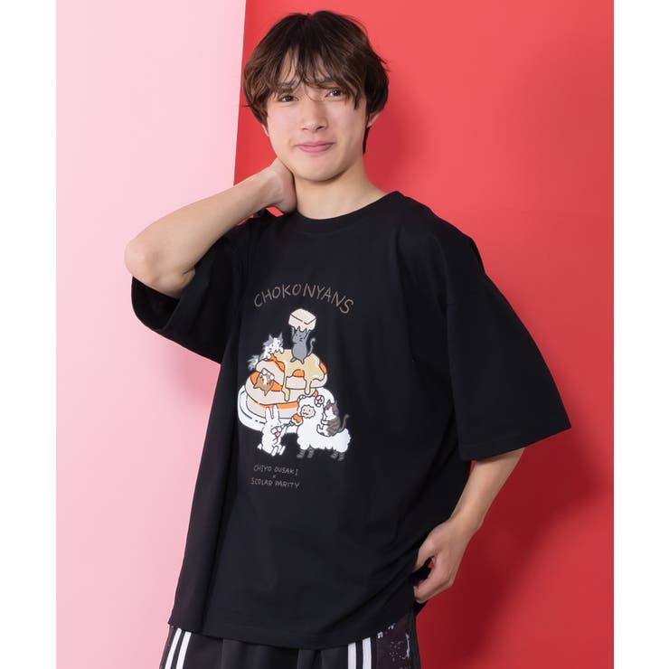 ブラック | 桜咲千依さんコラボ第5弾 ちょこにゃんず パンケーキTシャツ | ScoLar