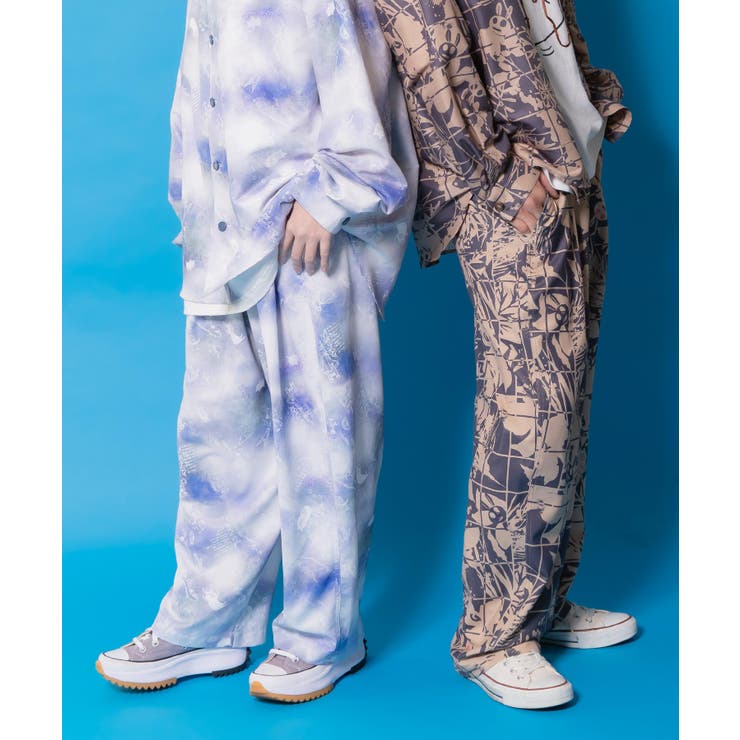 メルヘン恐竜柄orレトロ障子柄 ベルト付きパンツ | ScoLar | 詳細画像1 