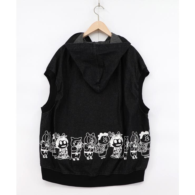 通勤Parity忍者柄フード付きデニムベスト | ScoLar | 詳細画像13 