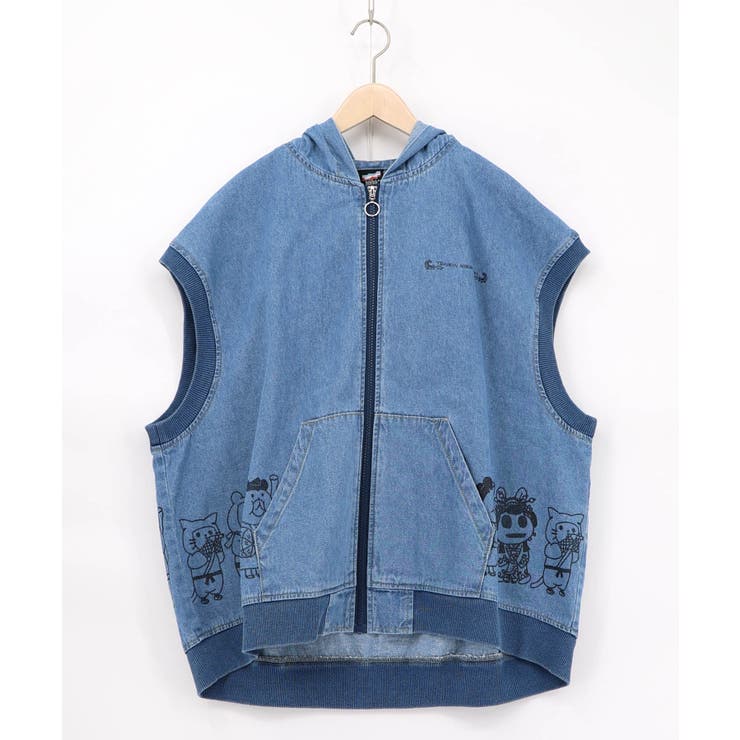 通勤Parity忍者柄フード付きデニムベスト | ScoLar | 詳細画像15 