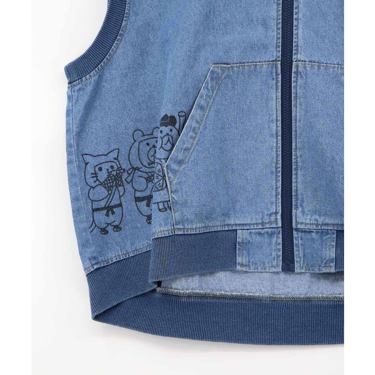 通勤Parity忍者柄フード付きデニムベスト | ScoLar | 詳細画像21 