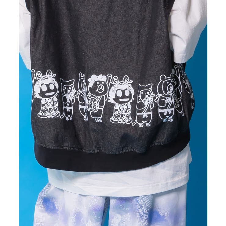 通勤Parity忍者柄フード付きデニムベスト | ScoLar | 詳細画像11 