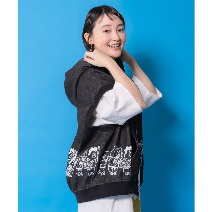 通勤Parity忍者柄フード付きデニムベスト | ScoLar | 詳細画像6 