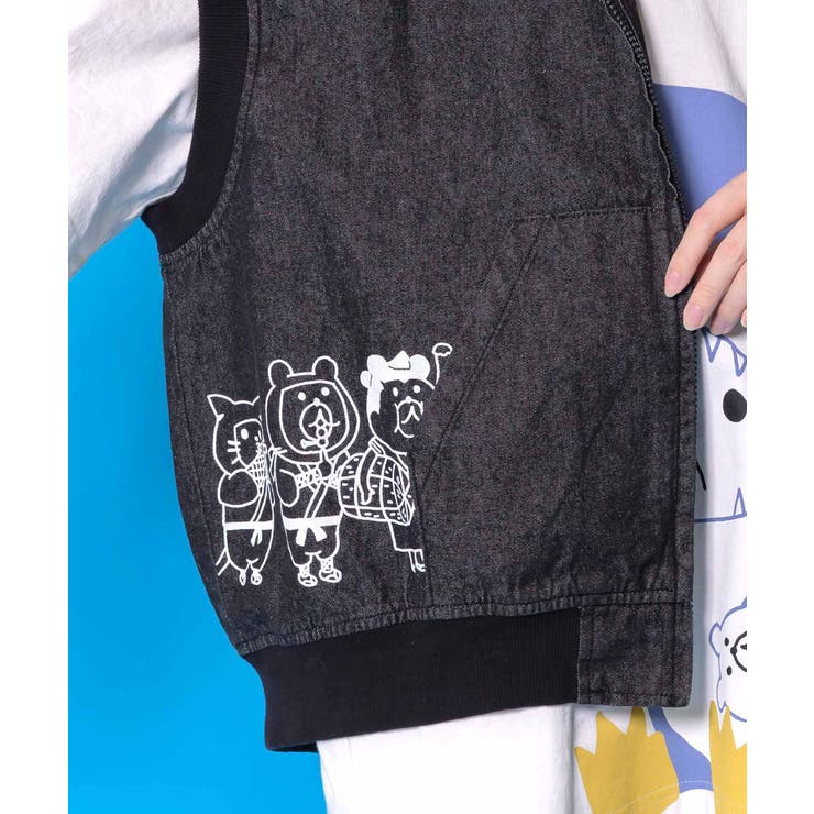 通勤Parity忍者柄フード付きデニムベスト | ScoLar | 詳細画像8 