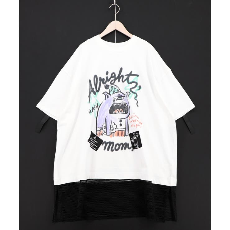 夜更かしガブ 裾メッシュ切替Tシャツ | ScoLar | 詳細画像8 