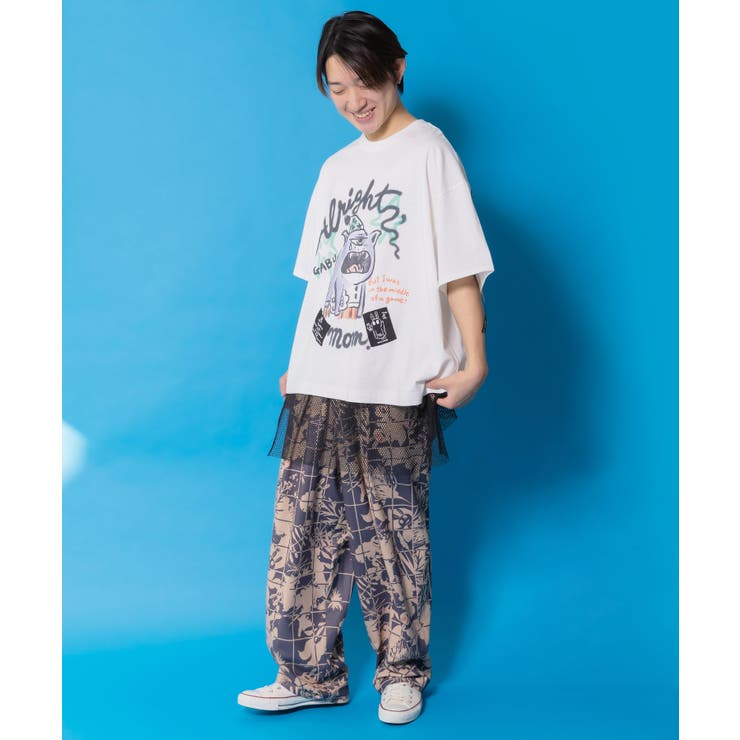 夜更かしガブ 裾メッシュ切替Tシャツ | ScoLar | 詳細画像2 