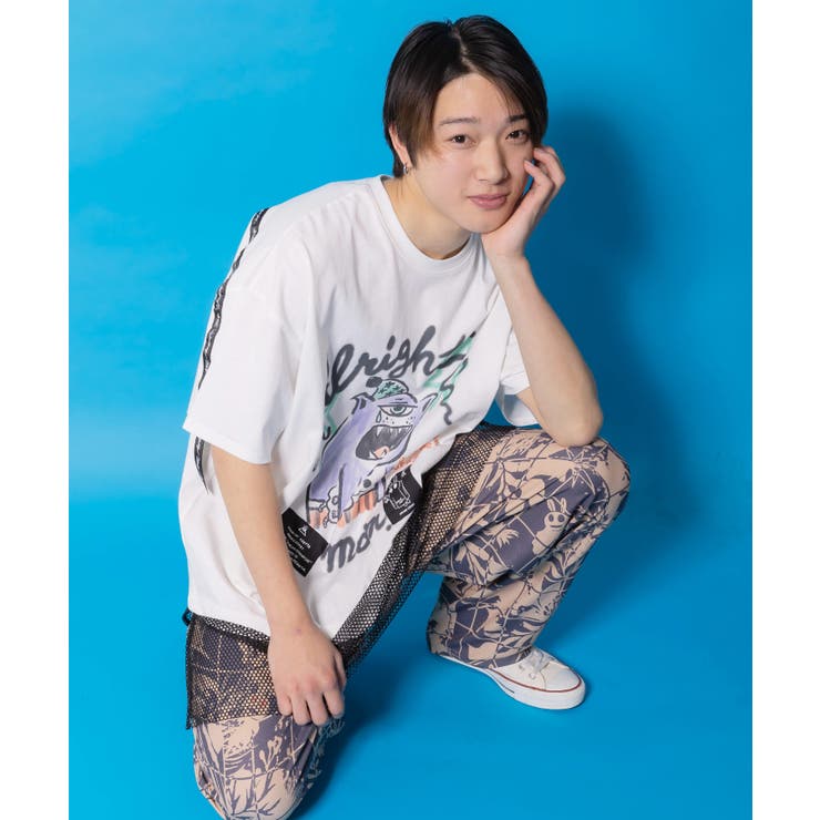 夜更かしガブ 裾メッシュ切替Tシャツ | ScoLar | 詳細画像6 