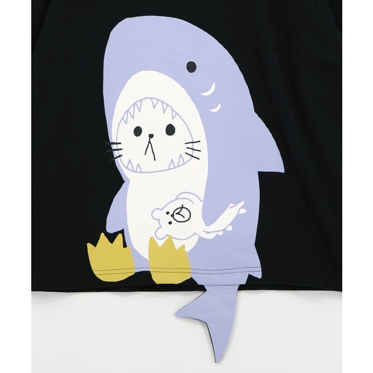 しっぽ飛び出しサメニャン柄Tシャツ | ScoLar | 詳細画像11 