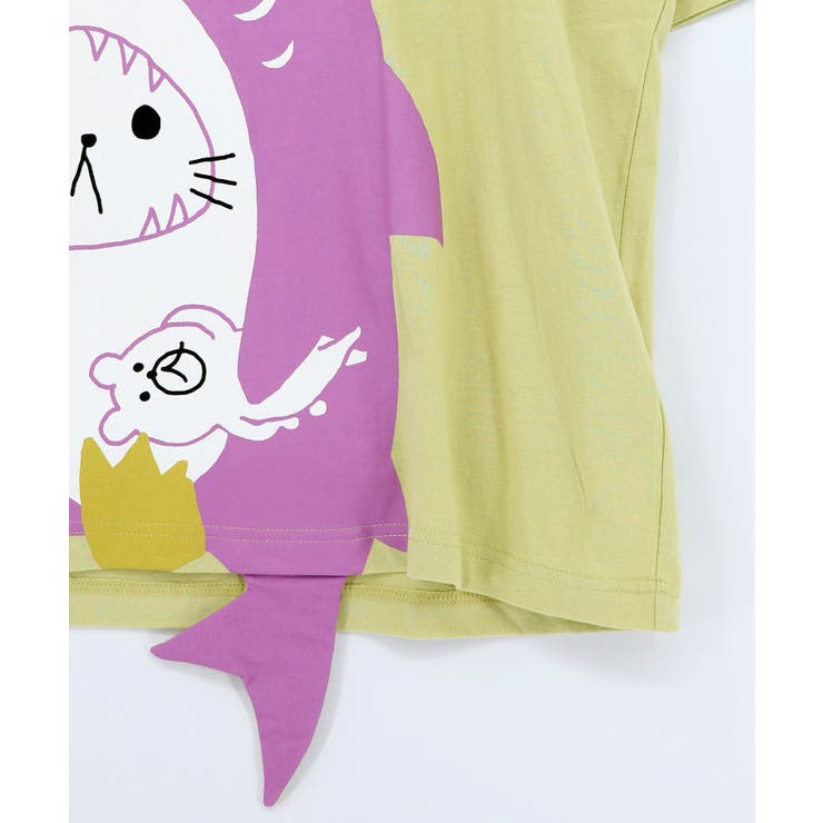 しっぽ飛び出しサメニャン柄Tシャツ | ScoLar | 詳細画像15 