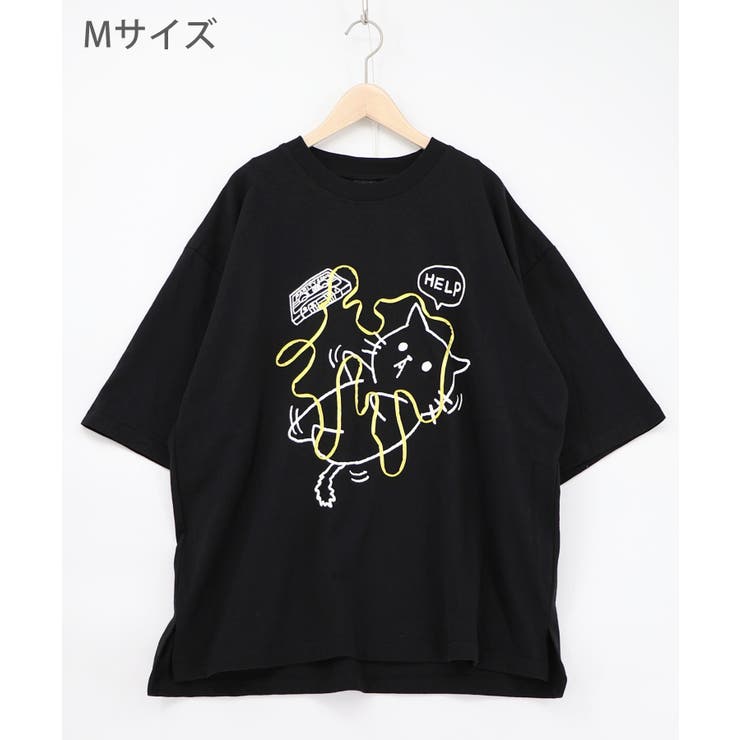 ブラック | カセットテープにからまるネコTシャツ | ScoLar
