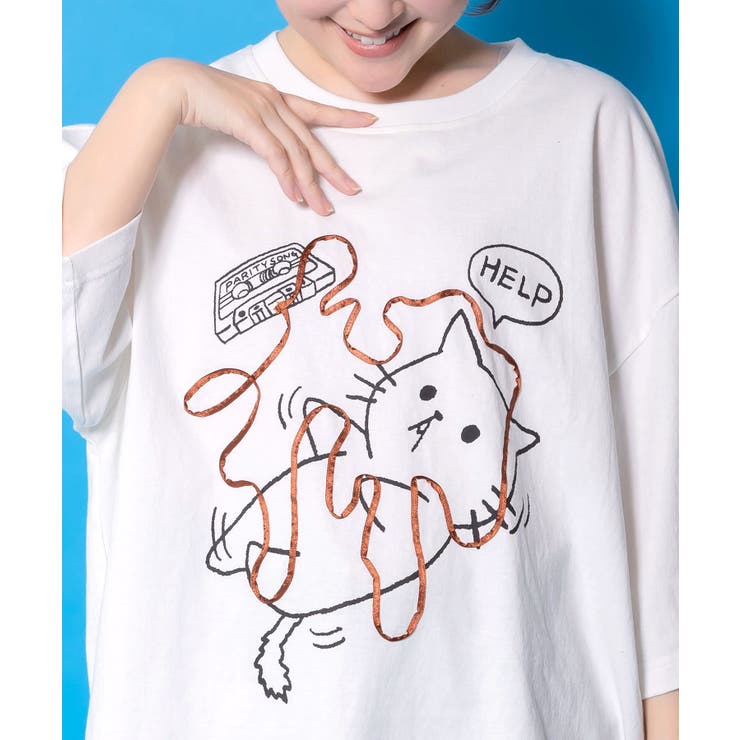 カセットテープにからまるネコTシャツ | ScoLar | 詳細画像5 