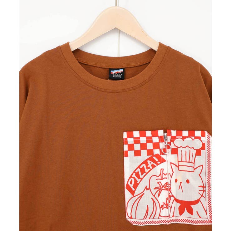 ポケットギミック付き ピザ屋ネコ＆クマ柄Tシャツ | ScoLar | 詳細画像12 