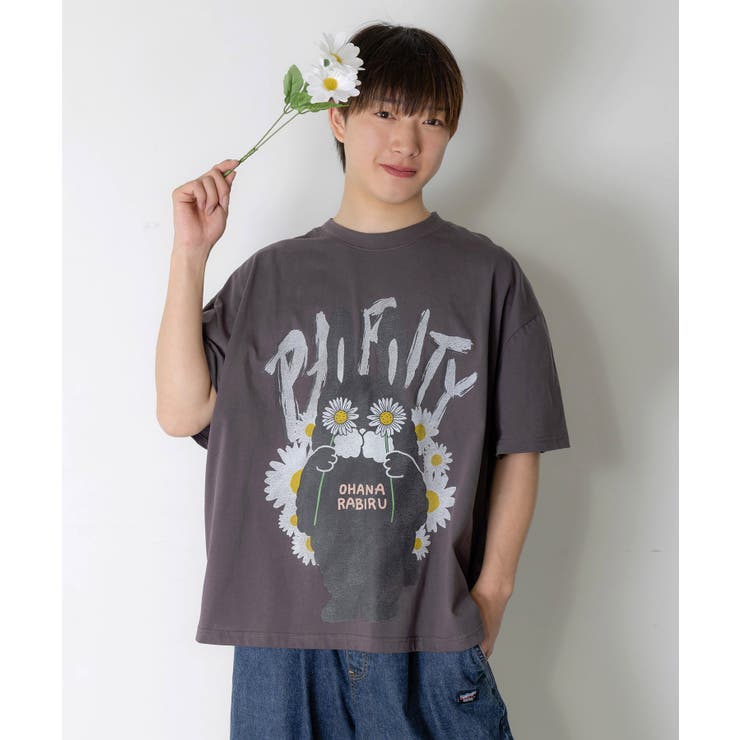 チャコールグレー | 春を告げるお花ラビルTシャツ | ScoLar