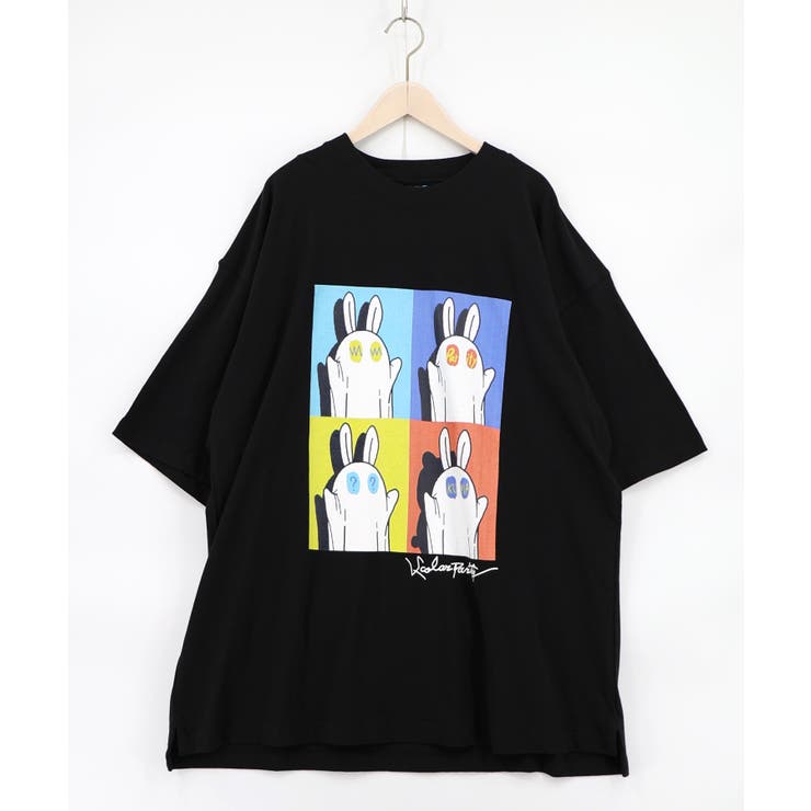 ブラック | 間違い探しおばけウサギTシャツ | ScoLar