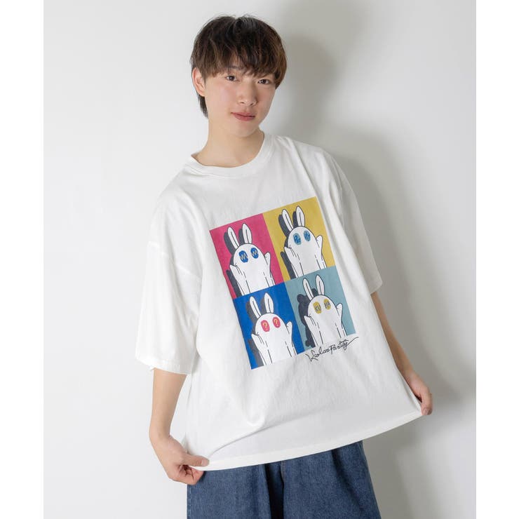 オフホワイト | 間違い探しおばけウサギTシャツ | ScoLar