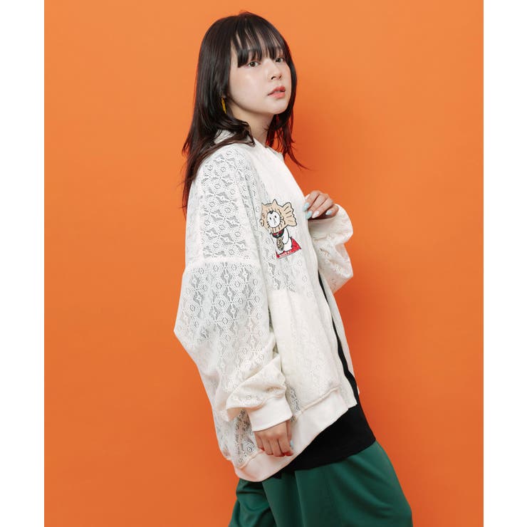 招きタイネコ×はんなりクマ 刺繍レースブルゾン | ScoLar | 詳細画像4 