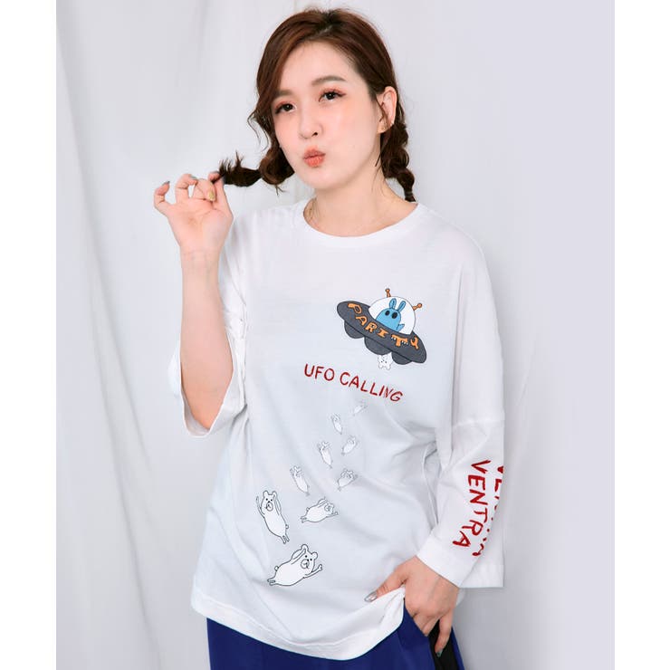 オフホワイト | UFO離脱クマ柄Tシャツ | ScoLar
