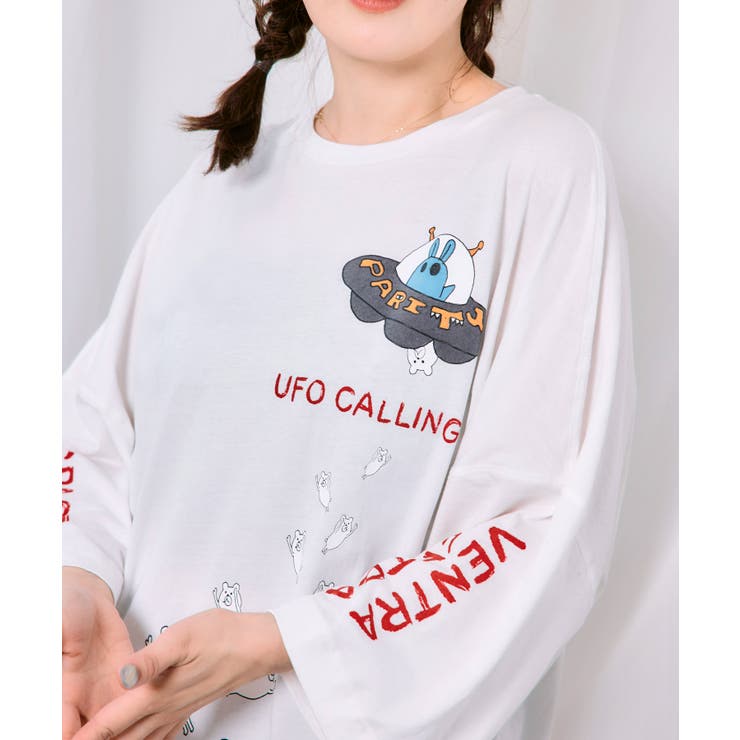 UFO離脱クマ柄Tシャツ | ScoLar | 詳細画像4 